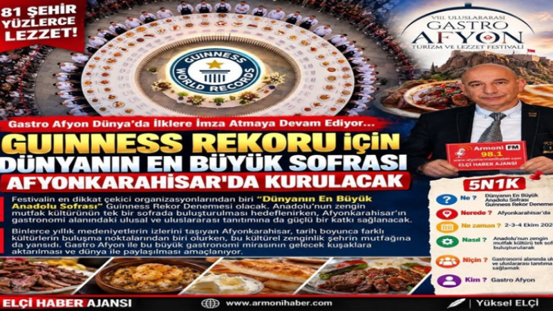 Guinness Rekoru için Dünyanın En Büyük Anadolu Sofrası kurulacak
