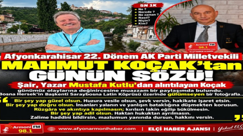 Mahmut Koçak'tan Mustafa Kutlu Alıntısıyla Anlamlı Mesaj   