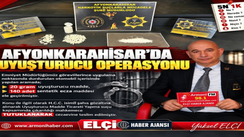 Afyonkarahisar'da Uyuşturucu Operasyonu: 1 Kişi Yakalandı