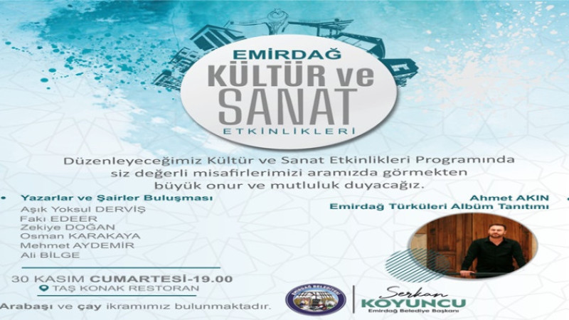 Emirdağ'da Kültür ve Sanat dolu bir akşam yaşanacak