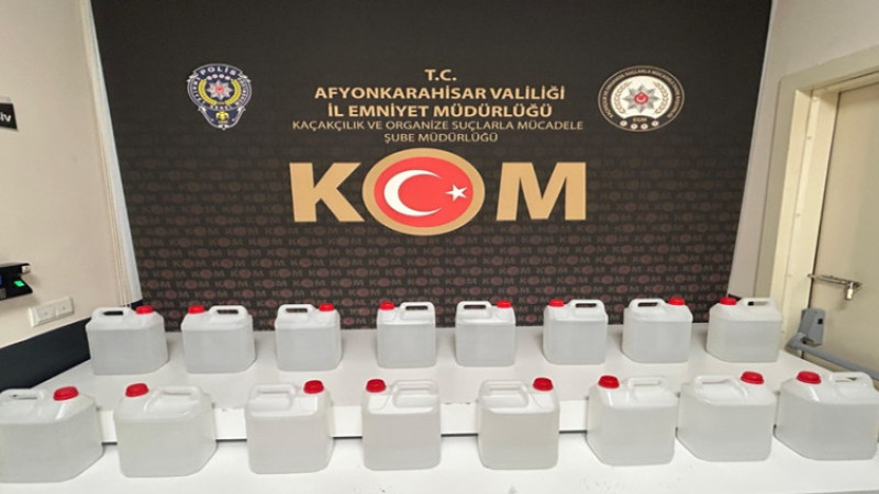 Afyonkarahisar İl Emniyet Görevlilerince 80 litre etil alkol ele geçirildi