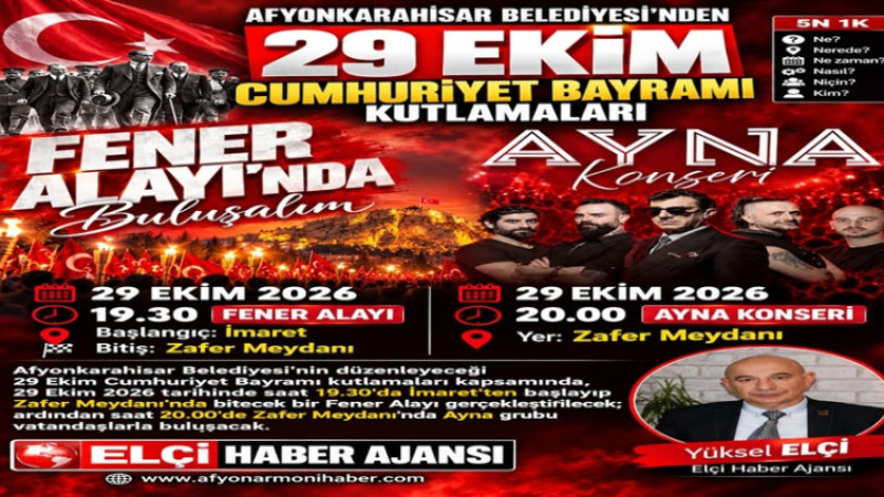 Afyon'da 29 Ekim Coşkusu: Fener Alayı ve Ayna Konseri