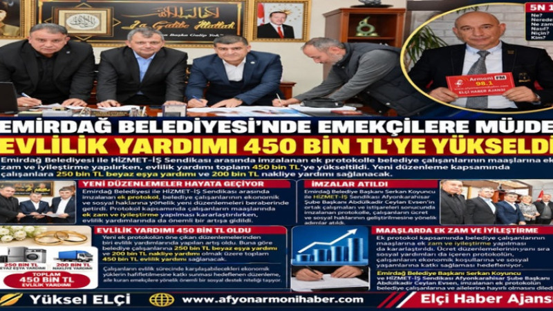 Emirdağ Belediyesi'nde Evlilik Yardımı 450 Bin TL Oldu